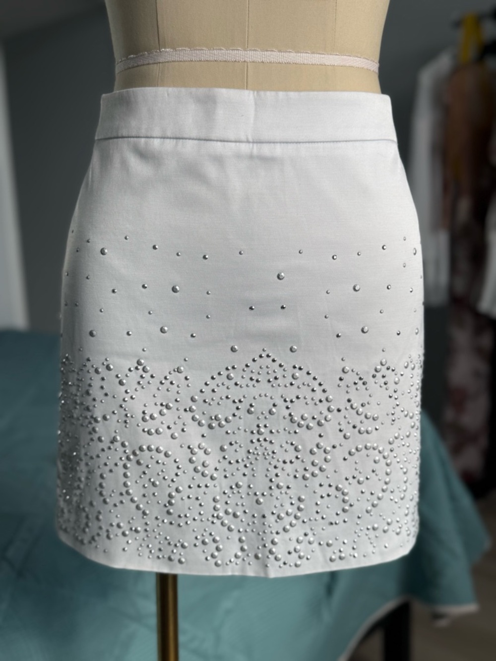Armani Exchange Embellished White Mini Skirt - Sparkle Stud Detail